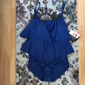 MAXINE 2-Tiered Ruffle One Piece Swimsuit NWT